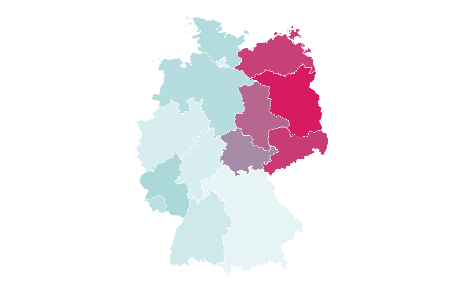 Affinity by region — 100 metres, Germany