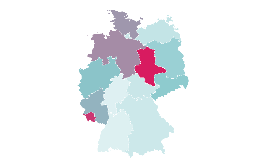 Affinity by region — 2nd Bundesliga (ice hockey), Germany