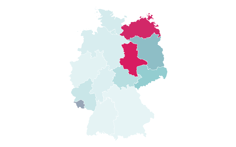 Affinity by region — 400 metres, Germany