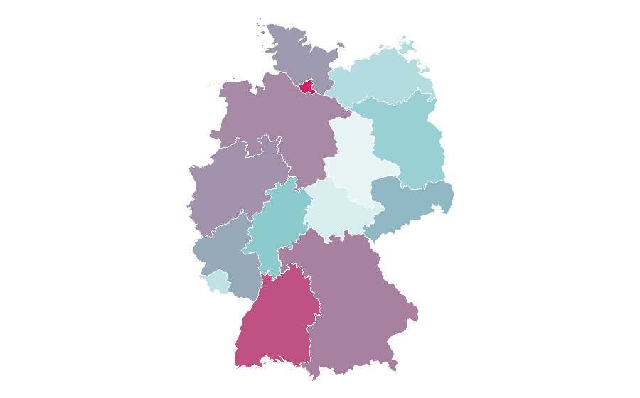 Affinity by region — American football, Germany