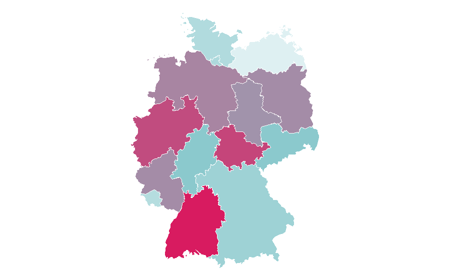 التقارب حسب المنطقة — Bundesliga, ألمانيا