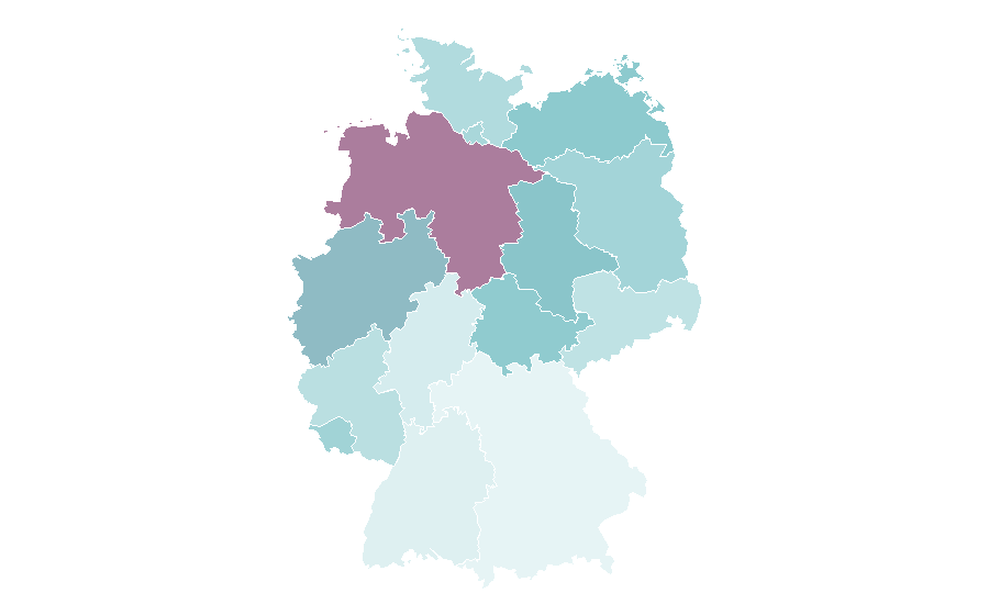 Affinity by region — Christian ministry, Germany