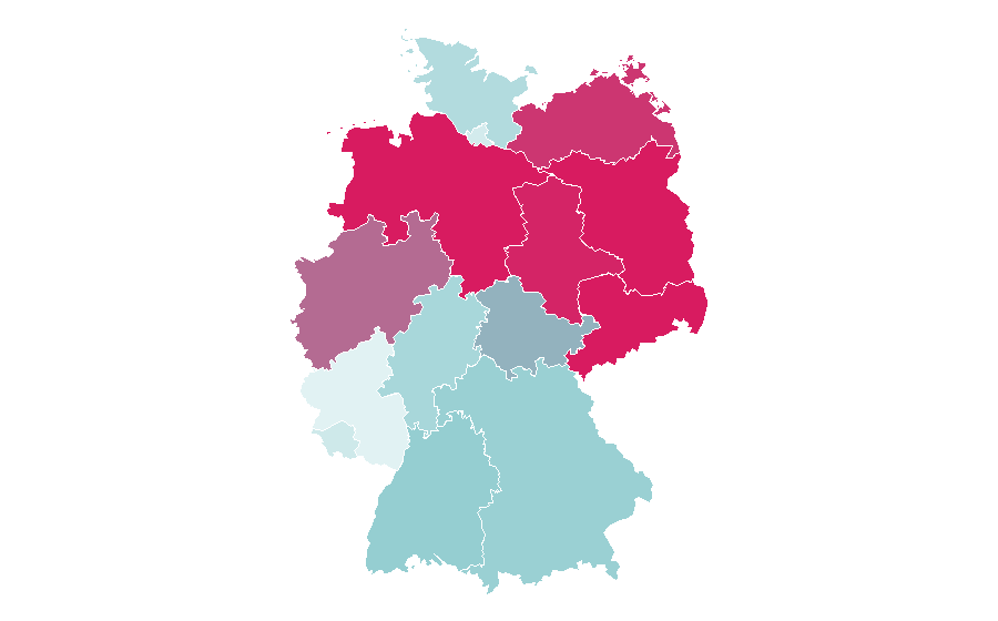 Affinity by region — Critical care nursing, Germany