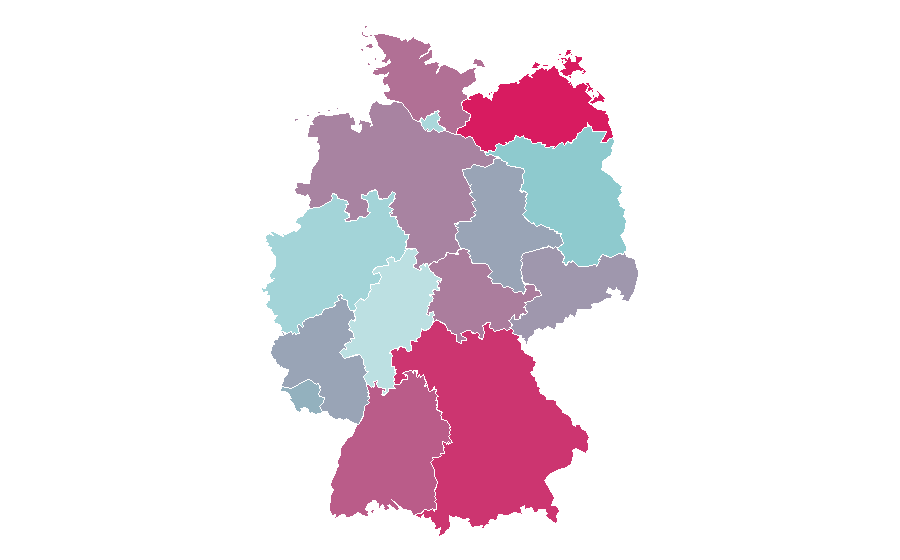 Affinity by region — Crystal healing, Germany