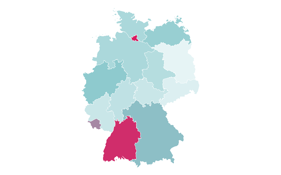 Affinité par région — Educational psychology, Allemagne