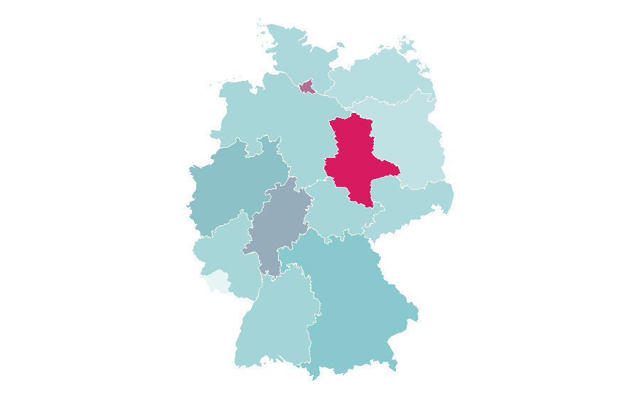 Affinity by region — Football League Championship, Germany