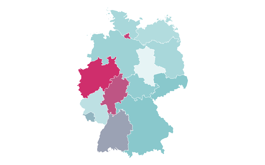 Affinity by region — Football League Cup, Germany