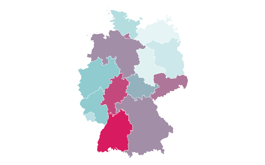 Affinity by region — Gregorian calendar, Germany