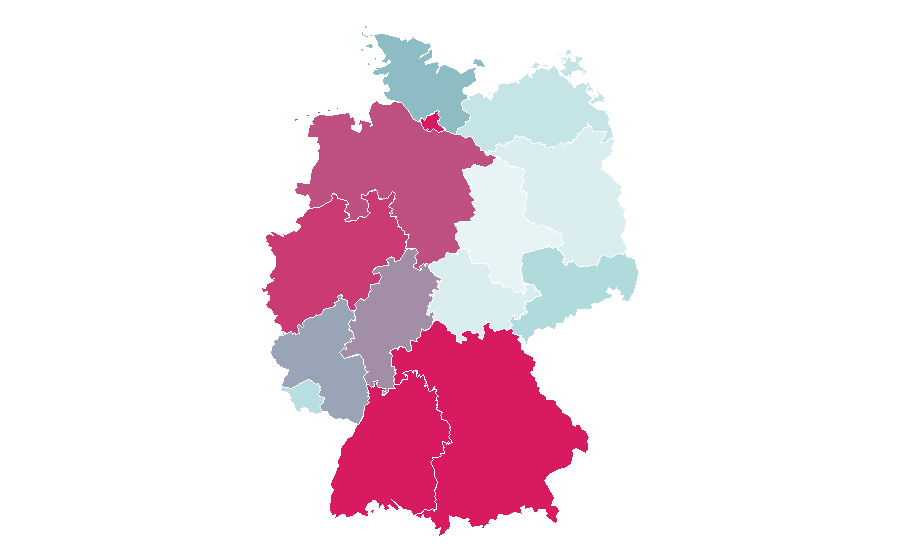 Affinité par région — Half marathon, Allemagne