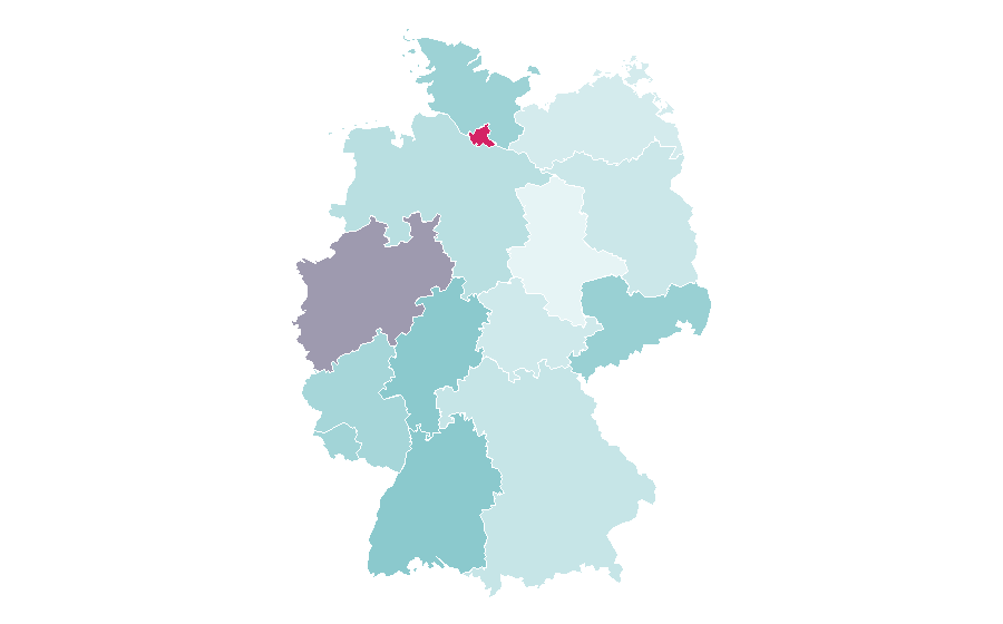 Affinity by region — Hebrew language, Germany