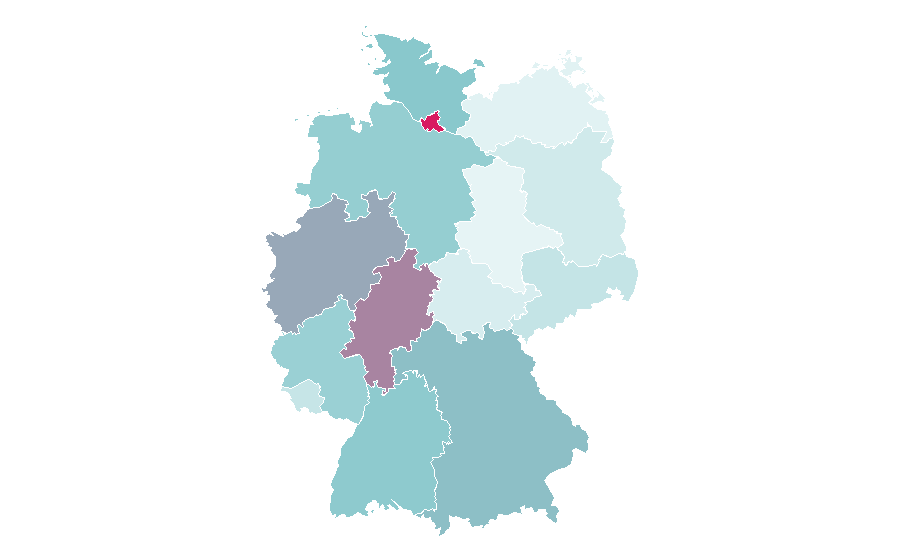 Afinidad por región — Iran, Alemania