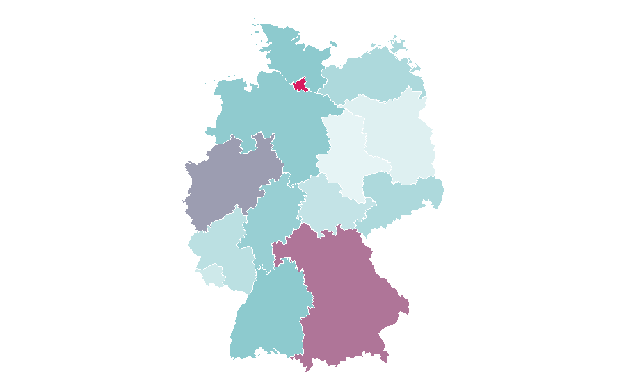 Affinité par région — Jodel, Allemagne