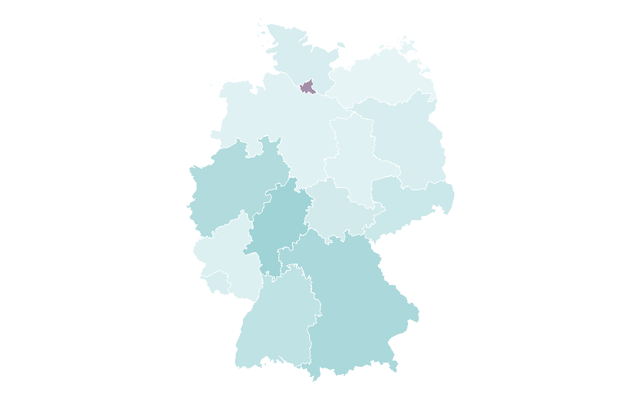 Affinity by region — Korean language, Germany