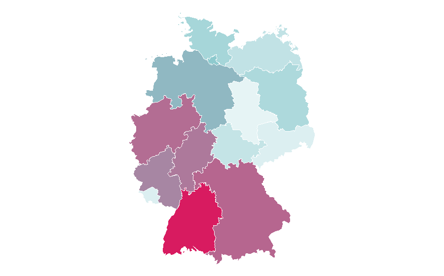 Affinity by region — Laser tag, Germany