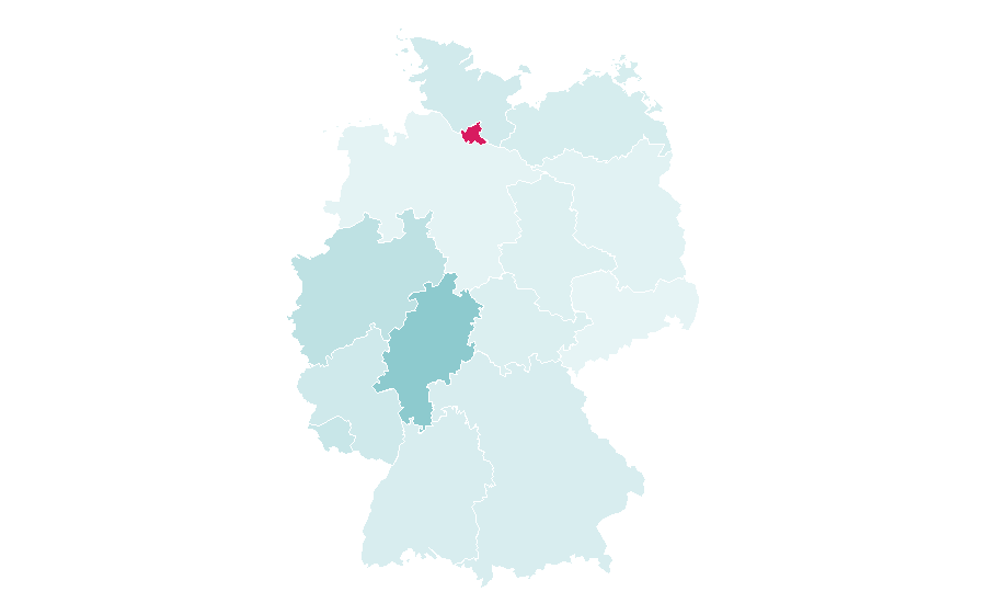 Affinity by region — Law school, Germany