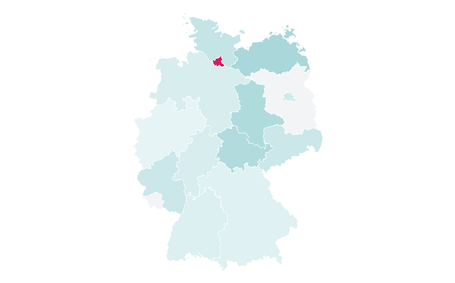 Affinity by region — Legal education, Germany