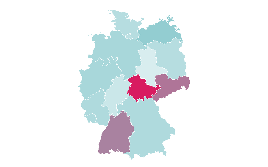 Affinity by region — Long jump, Germany
