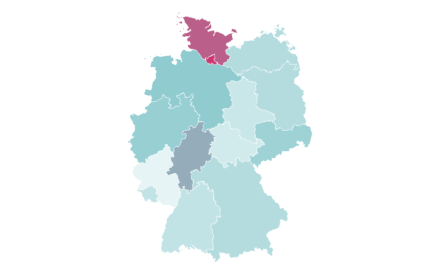 Affinity by region — Norwegian language, Germany