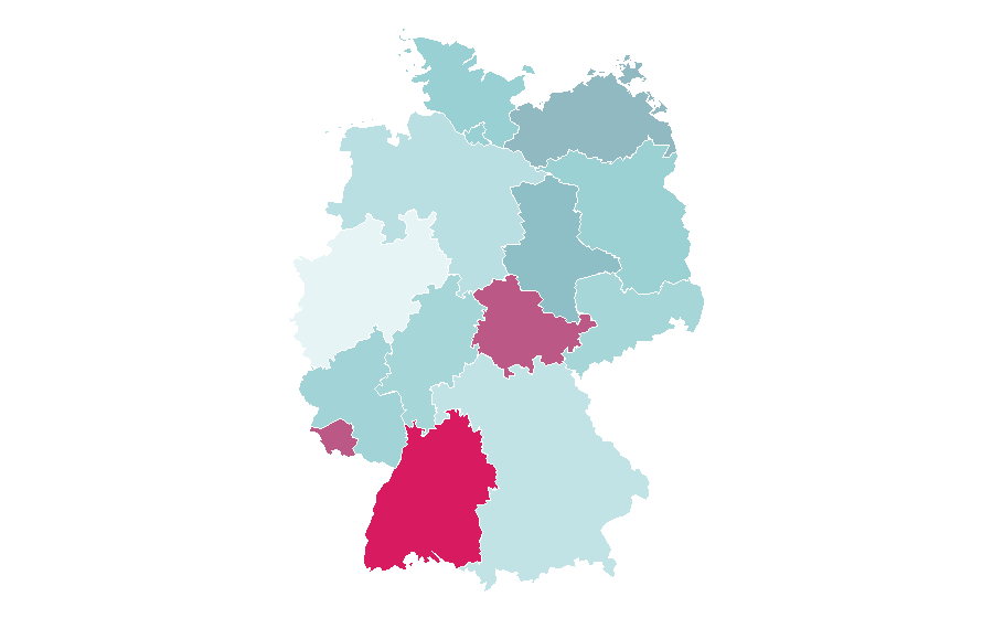 Affinity by region — Nursing theory, Germany