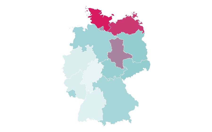 Affinity by region — Open water swimming, Germany