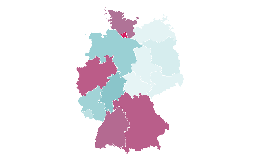 Affinity by region — Paddle tennis, Germany