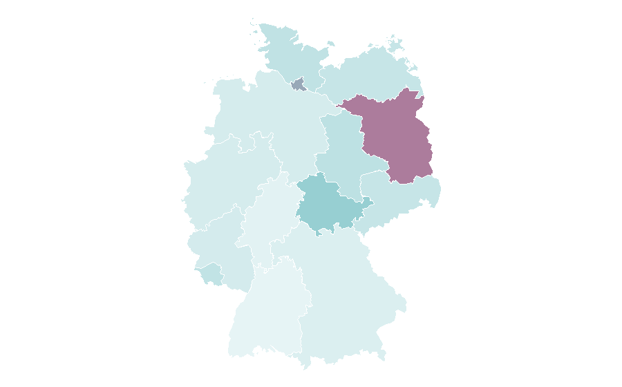 Affinity by region — Physical medicine and rehabilitation, Germany