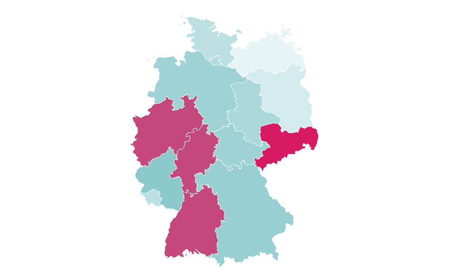 Affinité par région — Pinks, Allemagne