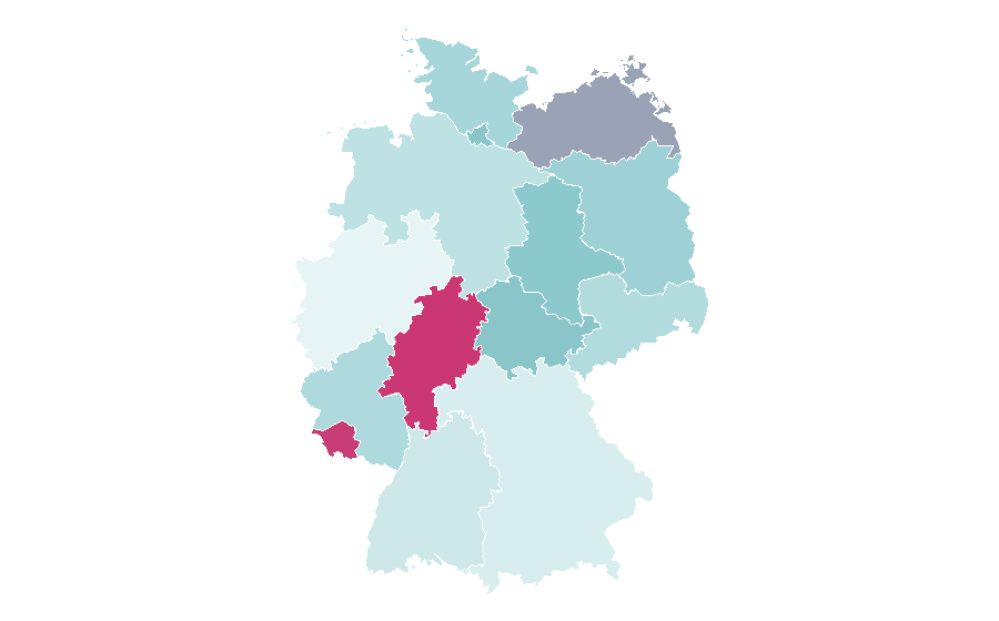 Affinity by region — Practice of law, Germany