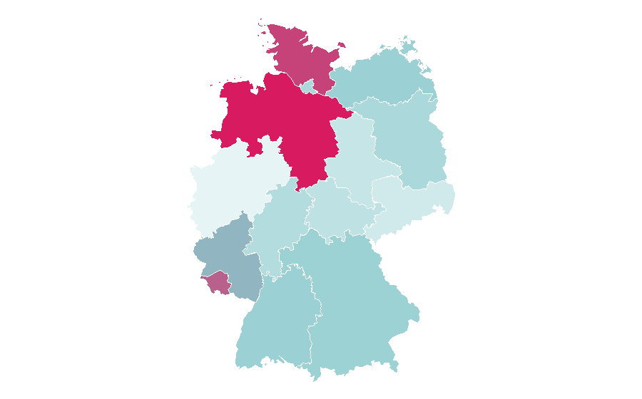 Affinity by region — Relegation Bundesliga, Germany