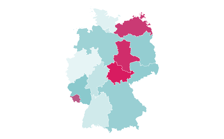 Affinity by region — Romance languages, Germany