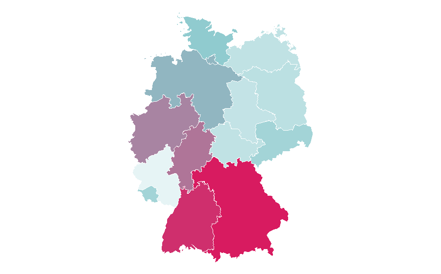Afinidad por región — Romania, Alemania