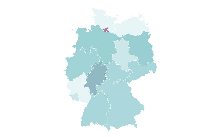 Affinità per regione — rugby, Germania