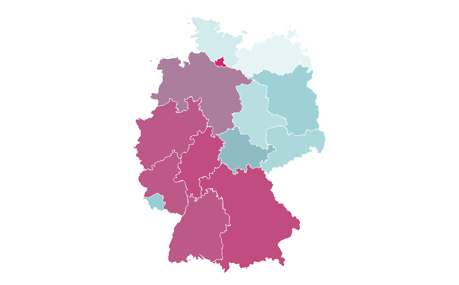 Afinidad por región — Shift work, Alemania