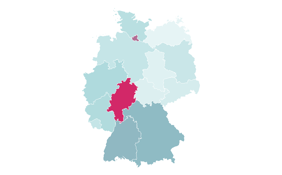 Affinity by region — Test of English as a Foreign Language, Germany