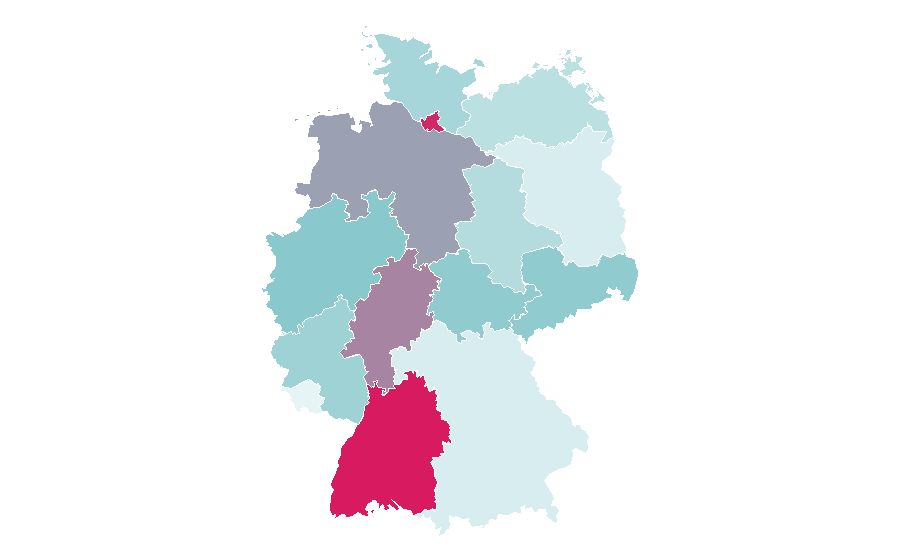 Affinity by region — Theology, Germany