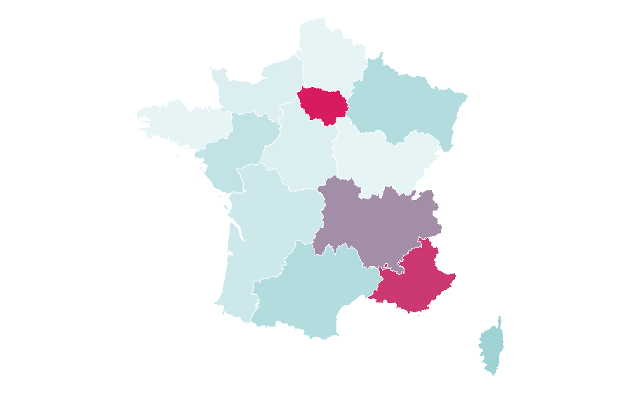 Affinity by region — Broadway theatre, France