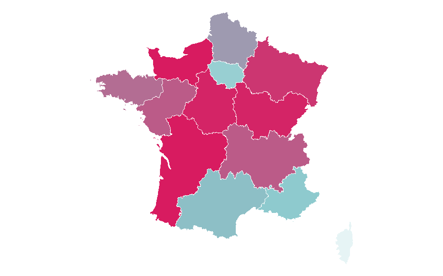 Affinität nach Region — Christian Clavier, Frankreich