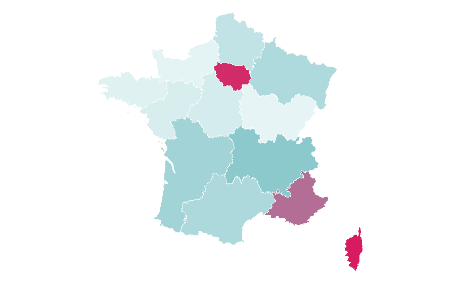 Affinity by region — Maje, France