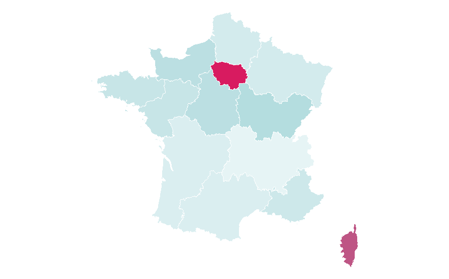 Affinity by region — Spanish language, France