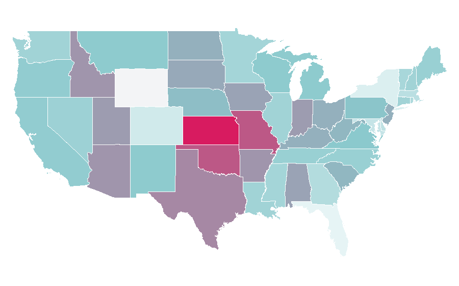 Affinity by region — 1960s, United States