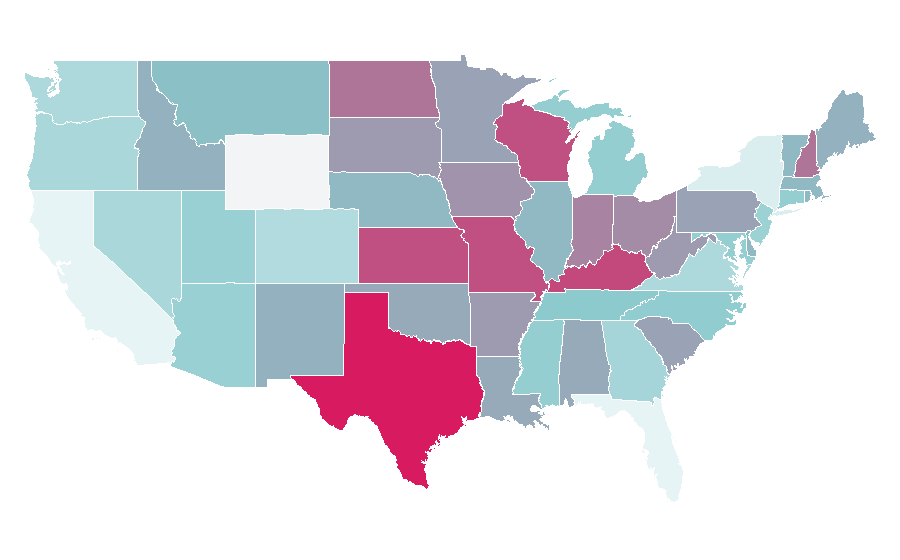 Affinity by region — 1970s in music, United States