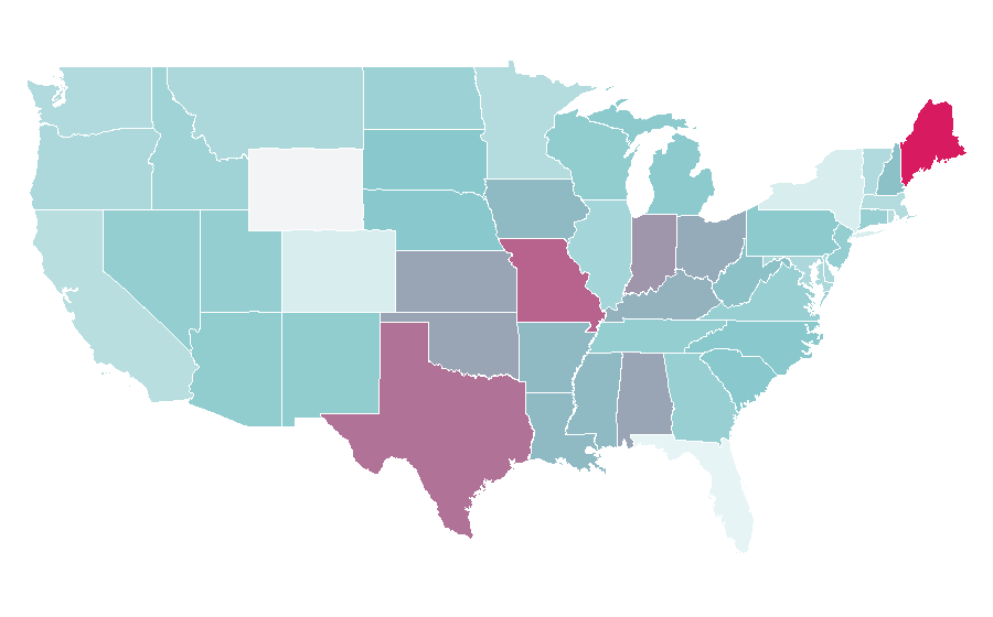 Affinity by region — 1990s, United States