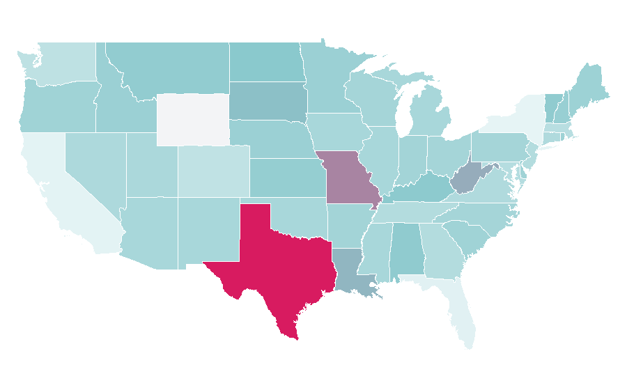 Affinity by region — 1990s in music, United States