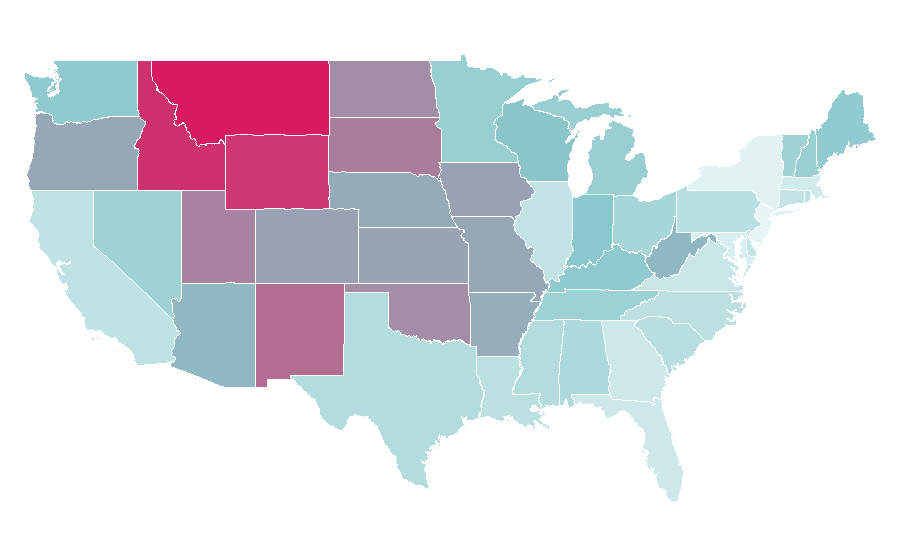Affinity by region — A Million Ways to Die in the West, United States