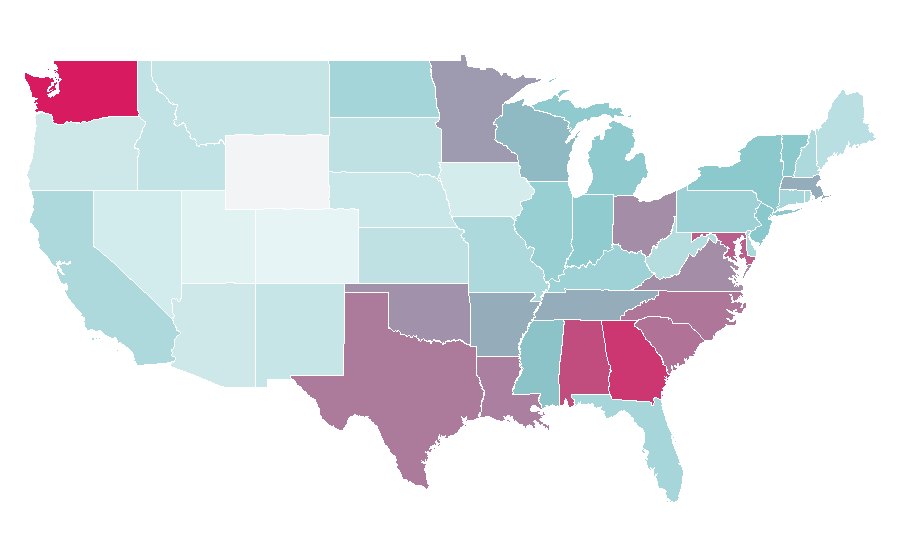Affinity by region — aau basketball, United States
