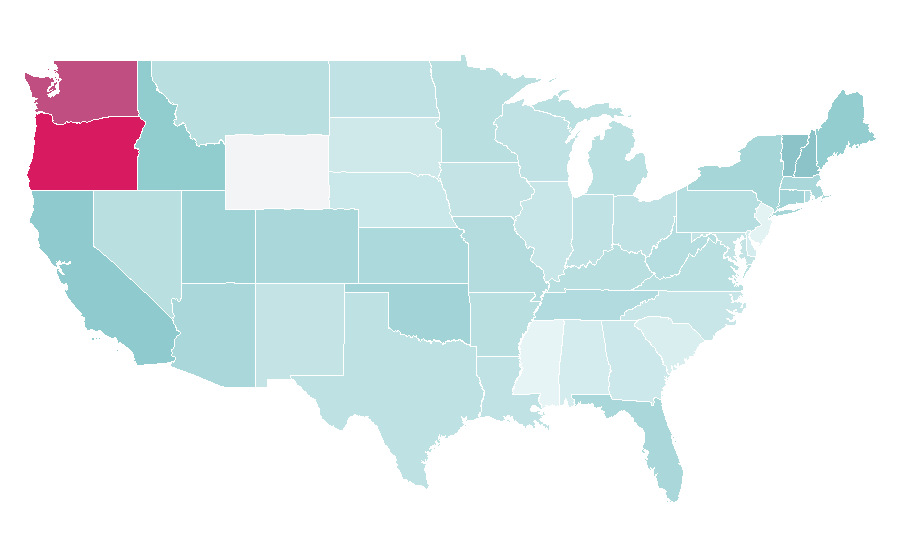 Affinity by region — Abyssinian cat, United States