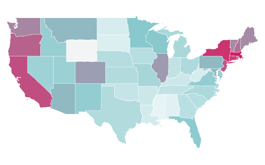 Affinity by region — Academy Award for Best Actor, United States
