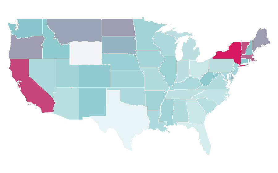Affinity by region — Academy Award for Best Documentary Feature, United States