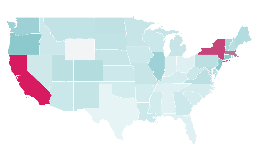 Affinity by region — Academy Award for Best Original Screenplay, United States