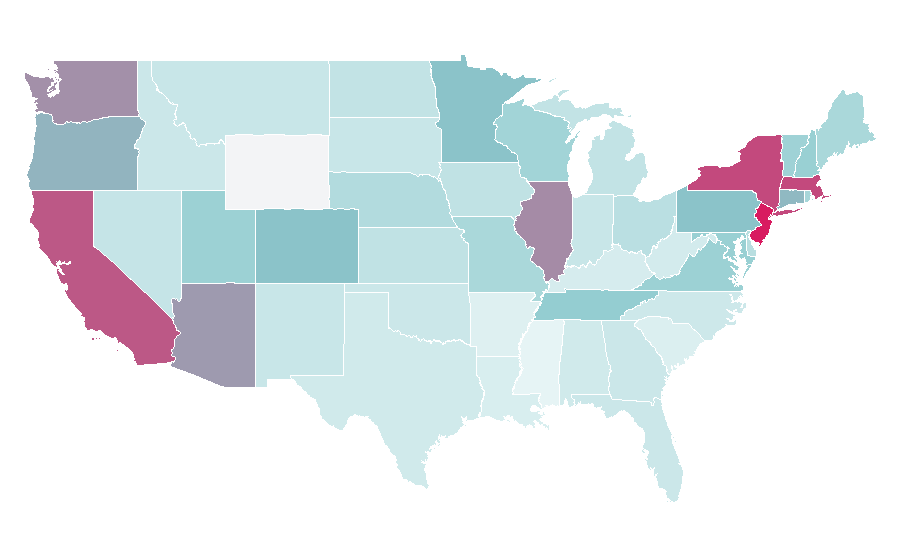 Affinity by region — Academy Award for Best Original Song, United States